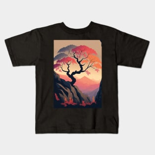 The Japanese Maple's Perch: A Pastel Oasis Kids T-Shirt